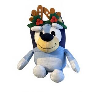 Bluey Plush Toy with Reindeer Antlers, Holidays or Christmas, 7", Toy Clip, NWOT